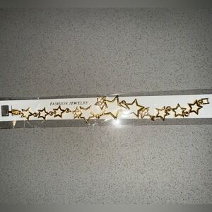 Gold‎ Tone Star Charm Bracelet Crystal Accents Fashion Jewelry Women